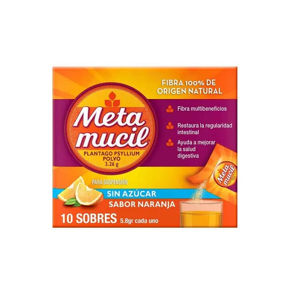 Metamucil Sin Azúcar Naranja Caja 10 Sobres