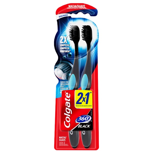 Colgate 360 Black Cepillo Dental 2 Piezas