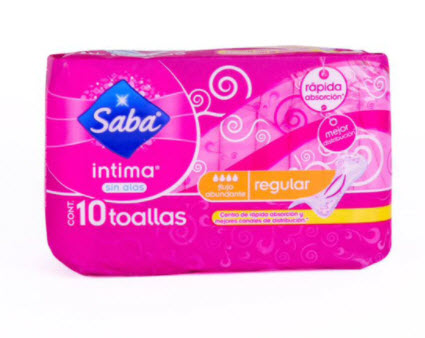 Saba Intima Sin Alas Regular Con 10 Toallas