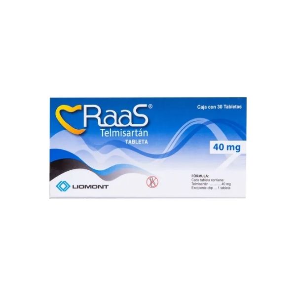 Raas (Telmisartán) 40 mg 30 Tabletas