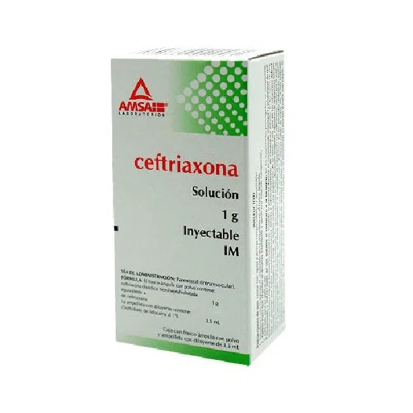 Amsa Ceftriaxona 1G Solución Inyectable 3.5Ml
